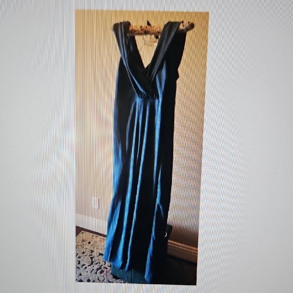 Forever 21 Blue Sleeveless Plunge Jumpsuit